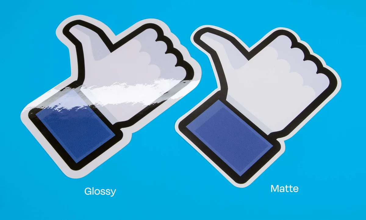 The same sticker: glossy on the left, matte on the right